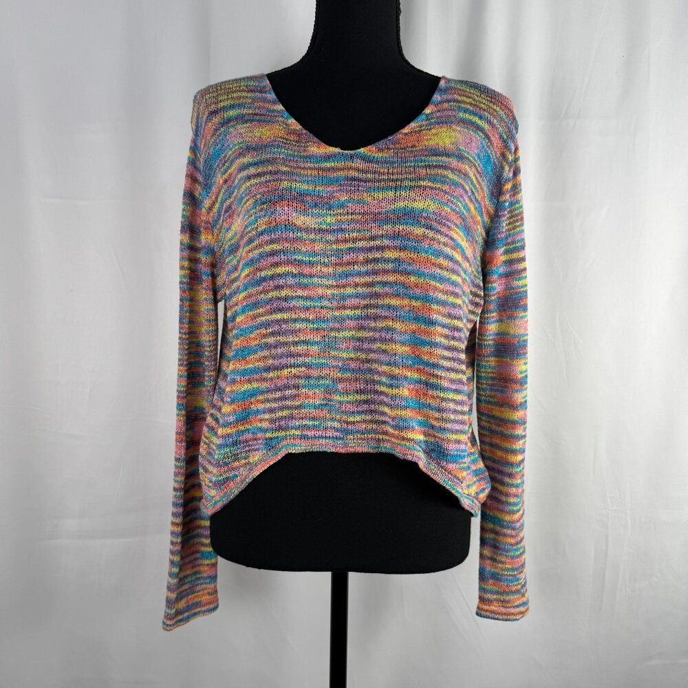 Johnny Becca Colorful Knit Pullover Top Size: S Rainbow Fun